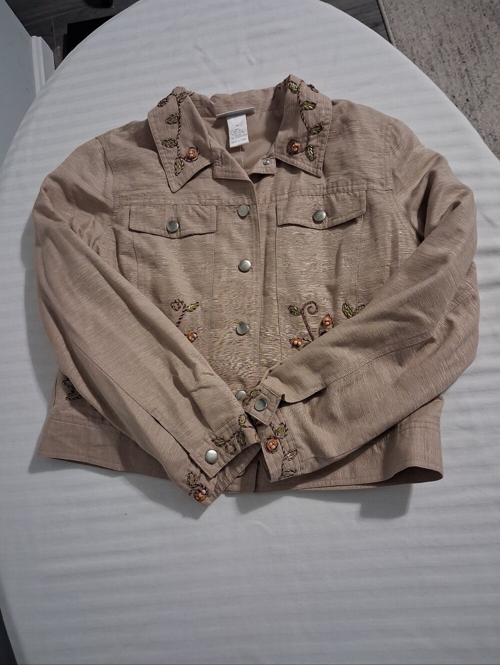 Beaded Floral Embellished Beige Jacket - Picture 9 of 11